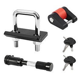 Hitch Lock Set, 5/8" Dia Locking Hitch Pin Fits Class III, IV, V Receivers, Anti-Rattle Hitch Tightener for 1.25" and 2" Hitches, 1/4" Dia Trailer Coupler Lock for Tow Boat RV Truck Car's Coupler