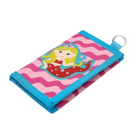 Leehoom Canvas Trifold Wallets with Zipper Pocket?Kids Wallets for Boys Girls with Magic Sticker - Mermaid