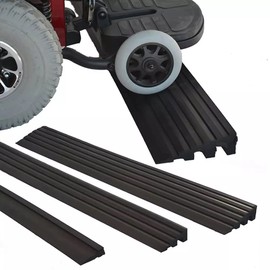 Solid Rubber Threshold Ramp – Fits Most Wheelchairs and Scooters – Non-Slip Surface – Medium