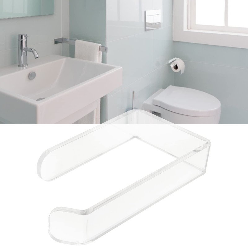 Toilet Roll Holder No Drilling Acrylic Transparent Wall Mount Toilet
