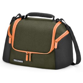 Kato Tirrinia Isolierte Lunchtasche für Männer und Frauen wasserdichte Thermo-Lunchtasche mit 2 Seitentaschen für Erwachsene und Kinder tragbare Lunchbox-Kühltasche für Schule Arbeit Grün-Orange