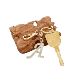 Rohans Womens Gold Plated Alloy Car Key Ring with Crystal Rhinestone Alphabet Initial Letter Keychain (R)