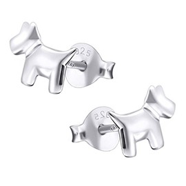 Dog Puppy Plain Earrings - 925 Sterling Silver