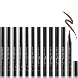 12 Pcs Brown Liquid Eyeliner, Long-Lasting & Waterproof Eyeliner Pen, Quick-Drying Brown Eyeliner , Smudge-Resistant Liquid Eyeliner for All Skin Tones & Types, Highly Pigmented Eye Makeup Pencil