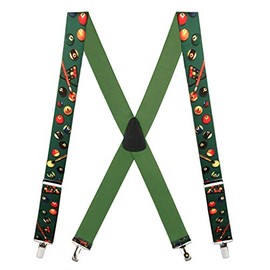 Suspender Store Billiards/Pool Table Novelty Suspenders -1.5-Inch Wide Elastic - X-Back - Clip - 48" for 5'9" to 6'2" tall