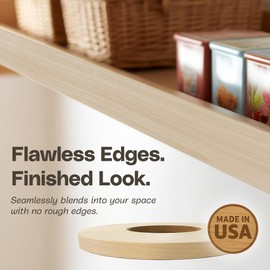 Edge Supply Birch 1 in x 50 ft Roll – Pre-Glued Iron On Wood Veneer Tape – Wood Veneer Edge Banding Tape with Hot Melt Adhesive, Smooth Sanded Finish Ideal for Furniture & DIY, Made in USA