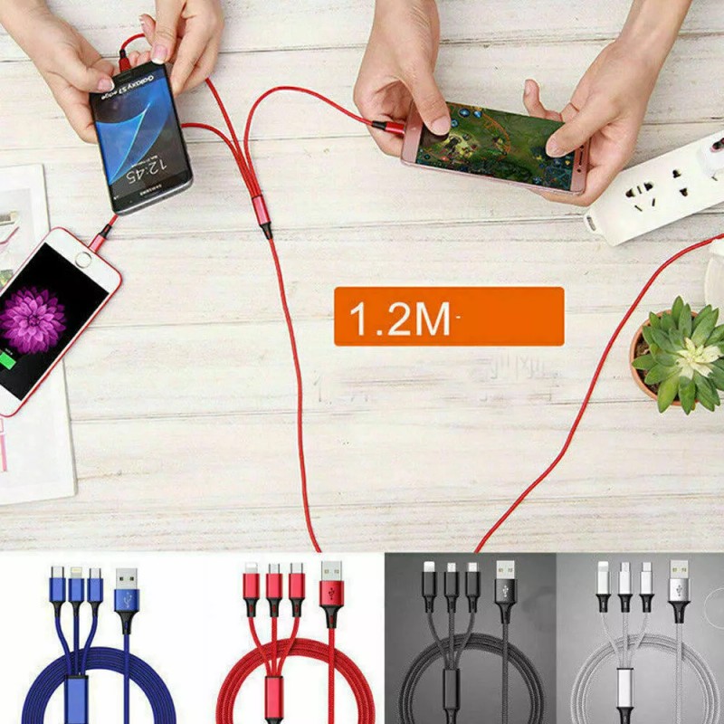 Unbranded 3 in 1 Fast USB Charging Cable Universal Multi