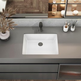 Sinber C1337-OL 20 Inches Undermount Rectangular Bathroom Sink with Overflow Ceramic White Finish