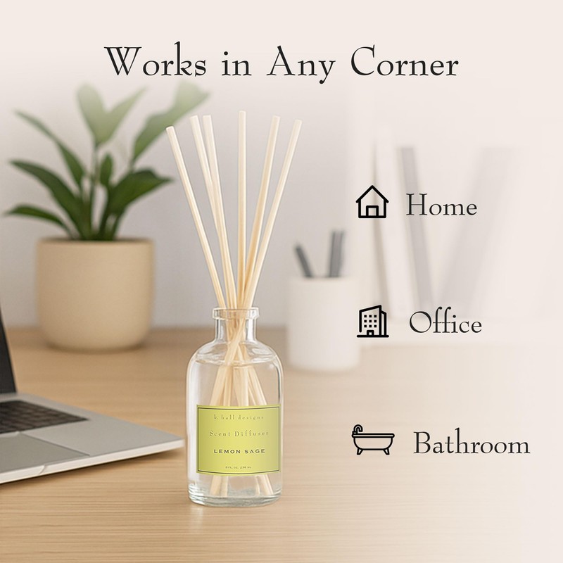 K. Hall Designs Lemon Sage Boxed Diffuser Kit, Citrus Scent
