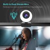 60FPS 1080P Auto-Focus HD Webcam with Ring Light and Privacy
