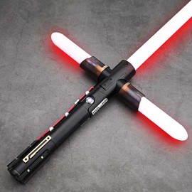 Galidraan Heavy Dueling Light Saber Motion Control Smooth Swing Crossguard Light Saber with 12 RGB Colors 16 Sound Fonts Heavy Metal Handle and Replaceable Blade, Light Sabers for Adults
