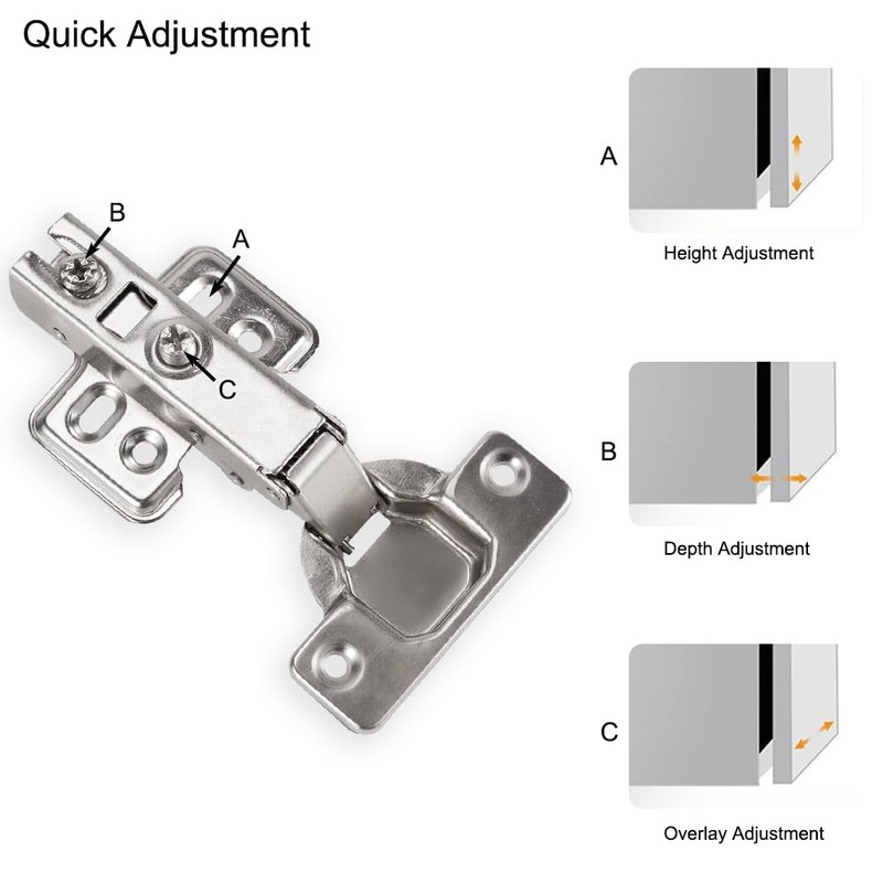 2 Pack Soft Close Cabinet Hinges, Full Overlay Door Hinges