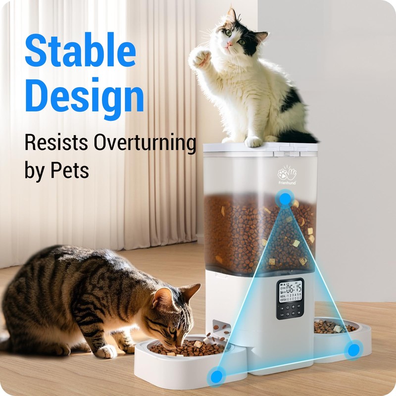 Frienhund Timed Automatic Cat Feeder 2 Cats with Slow Feed: