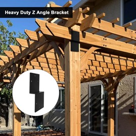 4pcs Z Pergola Brackets Deck Joist Tie Heavy Duty Steel 5'' x 5'' Z-Shape Connector Double Angle Channel Profile Corner Brace Fit 6'' Post to Beam Support