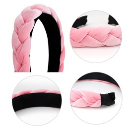 AQOKKA 2 Pcs Braided Headbands for Women Velvet Head Bands for Women's Hair Elastic Criss Cross Hair Hoop Accessories for Women Girls
