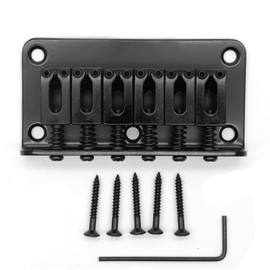 harpfeas 78mm Fixed Hardtail Bridge for 6 String Fender Strat Tele Electric Guitar (Black)