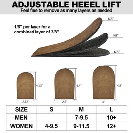 Lixinsunbu Heel Lift, Adjustable Orthopedic Heel Lifts for Heel Pain and Leg Length Discrepancies, 3-Layer 1/8" Thick Brown Shoe Lifts (Medium - Pack of 4)