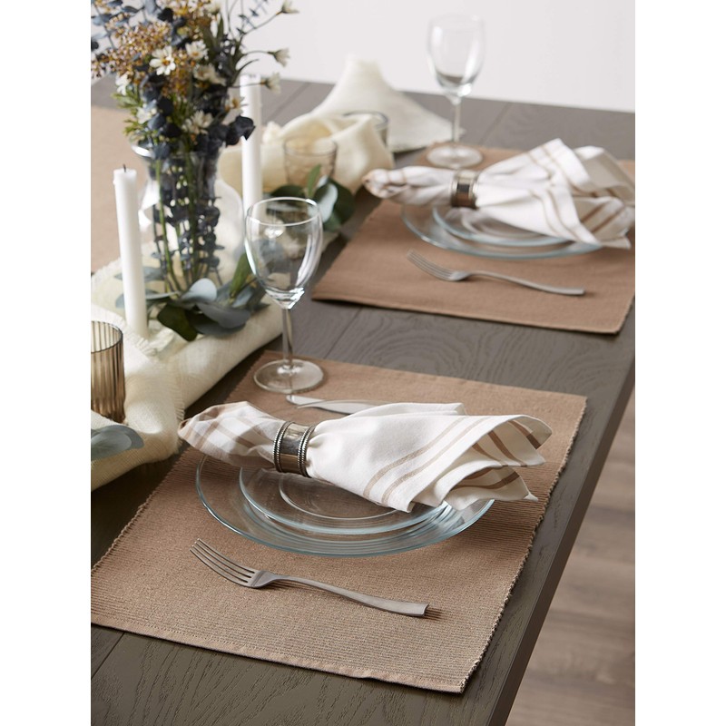 DII Basic Everyday Ribbed Tabletop 100% Cotton, Placemat Set, 13x19,