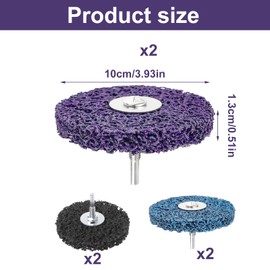ROSYLEVE 6 Piece CSD Disc Set 100 mm CBS Sanding Disc with 6 mm Mandrel Coarse Sanding Disc / Purple / Blue / Black Cleaning Disc Set for Rust Removal and Paint Removal
