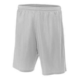 A4 Pantalones Cortos de Malla de Tricot con Forro de 17,78 cm, Color Plateado, XXL
