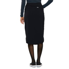 Infinity Cherokee Drawstring Cargo Scrub Skirt for Women, 5 Pockets Knee Length Stretchy Rib-Knit Fabric CK505A, S, Black