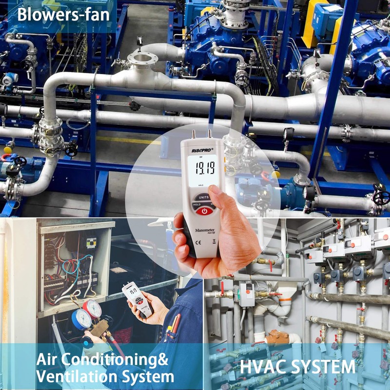 Manometer, RISEPRO® Digital Air Pressure Meter and Differential Pressure Gauge