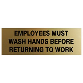 Basic Employees Must Wash Hands Door/Wall Sign - Brushed Gold - Large