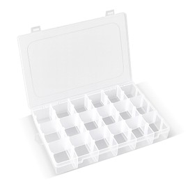 MUFUSHAN Transparent PP Case 18 Compartments with Dividers Removable Plastic Trinket Storage Case for Craft Enthusiasts Stationery Tools Organizer