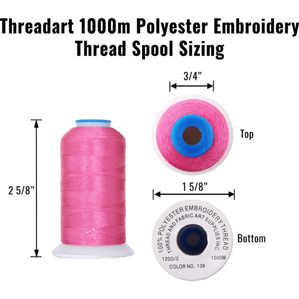 Threadart Polyester Machine Embroidery Thread by The Spool - 1000M