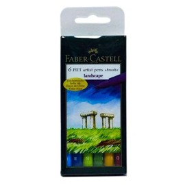 Faber-Castel Faber Castell Pitt Artist Pen Set 6 Assorted Colors for Sketching and Illustr...