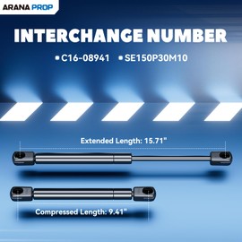 ARANA PROP 16 inch 28lb/124N Gas Struts, C16-33278 16" Gas Shocks C16-08941 Spring Lift-Support for Camper Shell Rear Window Leer Snugtop Topper Truck Cap Canopy Door Replacement Parts