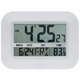 LED Screen Calendar Digital Day Clock, Alarm Clock with Date/Time Large Display with Indoor/Outdoor Temperature for Home Office(White)