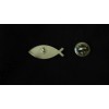 CHRISTIAN PIN FISH W/WHITE CROSS, SILVER TONE STAMPED BRONZE SOFT