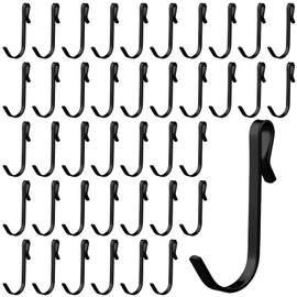 Lyrow 40 Pcs J Hook for Wire Shelving Hooks Stainless Steel Hanger Clip on Metal Wire Rack Hanging Sink Grid Hook for Display Kitchen Bedroom Office Shelf Pots Kitchenware Shirts(Black)
