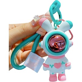 [LeChengMM] Unisex Cool Idea Astronaut Love Rabbit Keychain Car Keychain Backpack Strap (Pink)