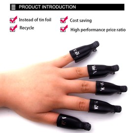 10 Cappucci con Clip,Kit Rimozione Smalto Semipermanente Clip con 2 Cuticola Trimmer per Rimuovere Smalto in Gel,Nail Art Unghie