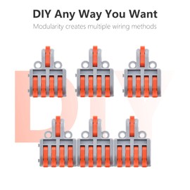 XALXMAW 10Pcs Lever Wire Connectors, 1 in 4 Out DIY Mini Quick Terminal Block Compact Splice Electrical Connectors, 24-12 AWG