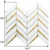 DICOFUN Polished White Marble PVC Mixed Metal Gold Herringbone Tile