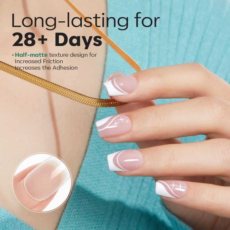 Modelones Nail Tips, Pre-shaped Full Cover Fake Nails Soft Gel