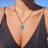 DOLIOX Turquoise Pendant Necklace,3mm Braided Leather Chain Boho Genuine Gemstones