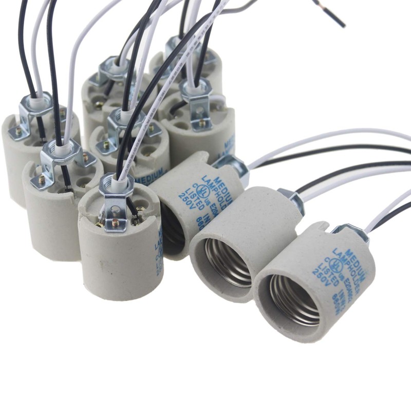 5pcs Ceramic Standard Medimun Screw Base Socket E26 E27 Bulb