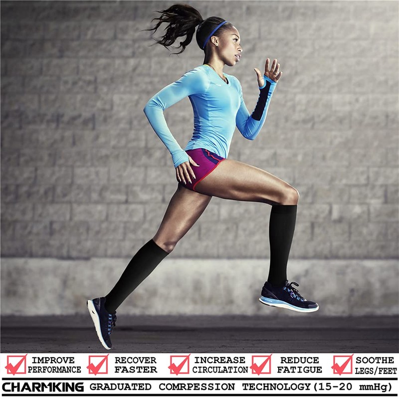 CHARMKING Compression Socks for Women & Men (8 Pairs) 15-20