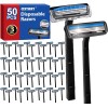 Blade 50 Pcs 3 Blade, Disposable Razors with, Clear Safety