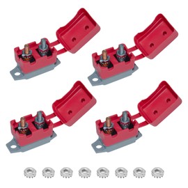 Auto Reset Circuit Breaker, Stud Type Circuit Breakers with Cover, 12V - 24V DC 40 Amp for RV Marine Boat Trolling, Car Engines and More 4PCS