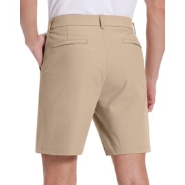 SERAMY Mens Golf Dress Shorts 7 Inch Inseam Stretch Flat Front Quick Dry Lightweight with 5 Pockets Chino Khaki 36