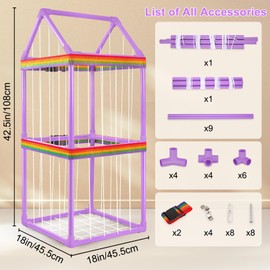 Basumee Stuffed Animals Storage Zoo Kids Plushies Storage Stuffed Animals Holder with Two Rainbow Straps PVC Tube Stuffy Toy Storage Organizer for Girls Boys Nursery Playroom Room Bedrooms, Purple