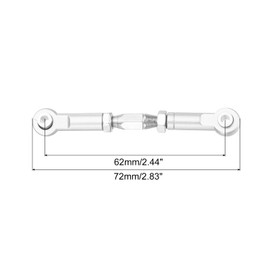 sourcing map 4 Pcs Steering Servo Turnbuckle Rod RC Aluminum Alloy Linkages for HSP 1/10 94123 On-Road RC Car (Silver Tone, 63mm)