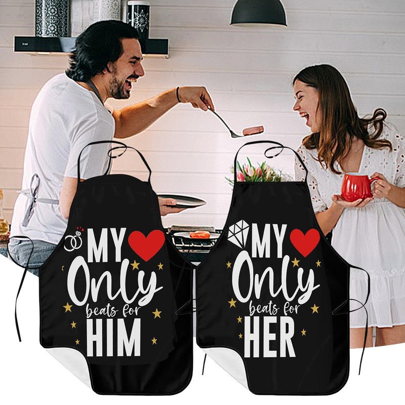 EUBEISAQI Couple Aprons for Valentine's Day | Adjustable Kitchen Couples