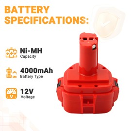 Shentec 12V 4.0Ah Ni-MH Compatible with Battery PA12 1220 1222 1233 1200 1234 1235 1235B 1235F 1235A 192696-2 192698-8 192598-2 192681-5 192698-A 193138-9 193157-5