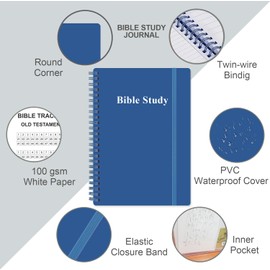 Bible Study Journal/Notebook – Church Notes Notebook – Note Taking & Journaling Kit, 5.8" x 8.5", Blue
